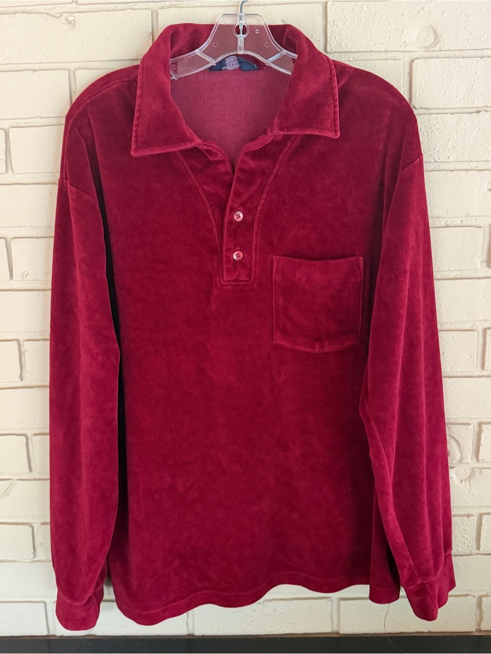 The Mens Store JC Penny Polo Shirt Vintage 70s Velour Disco Velvet Uncle Rico XL